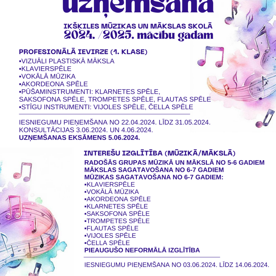 Uzņemšanas nosacījumi 2024